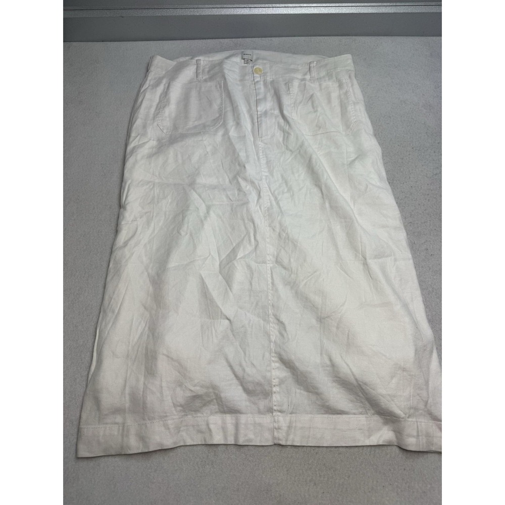 Anthropologie Maeve Skirt Women's 3X White Linen Blend Twill Midi Pencil Lined